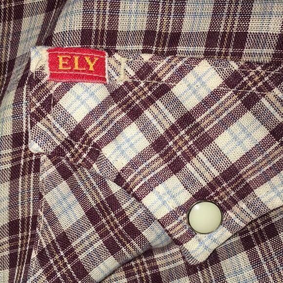 Ely Plains 100% Retro Western Pearl Snap Cowboy shirt17 x 37 tall man shirt XL - Picture 4 of 5